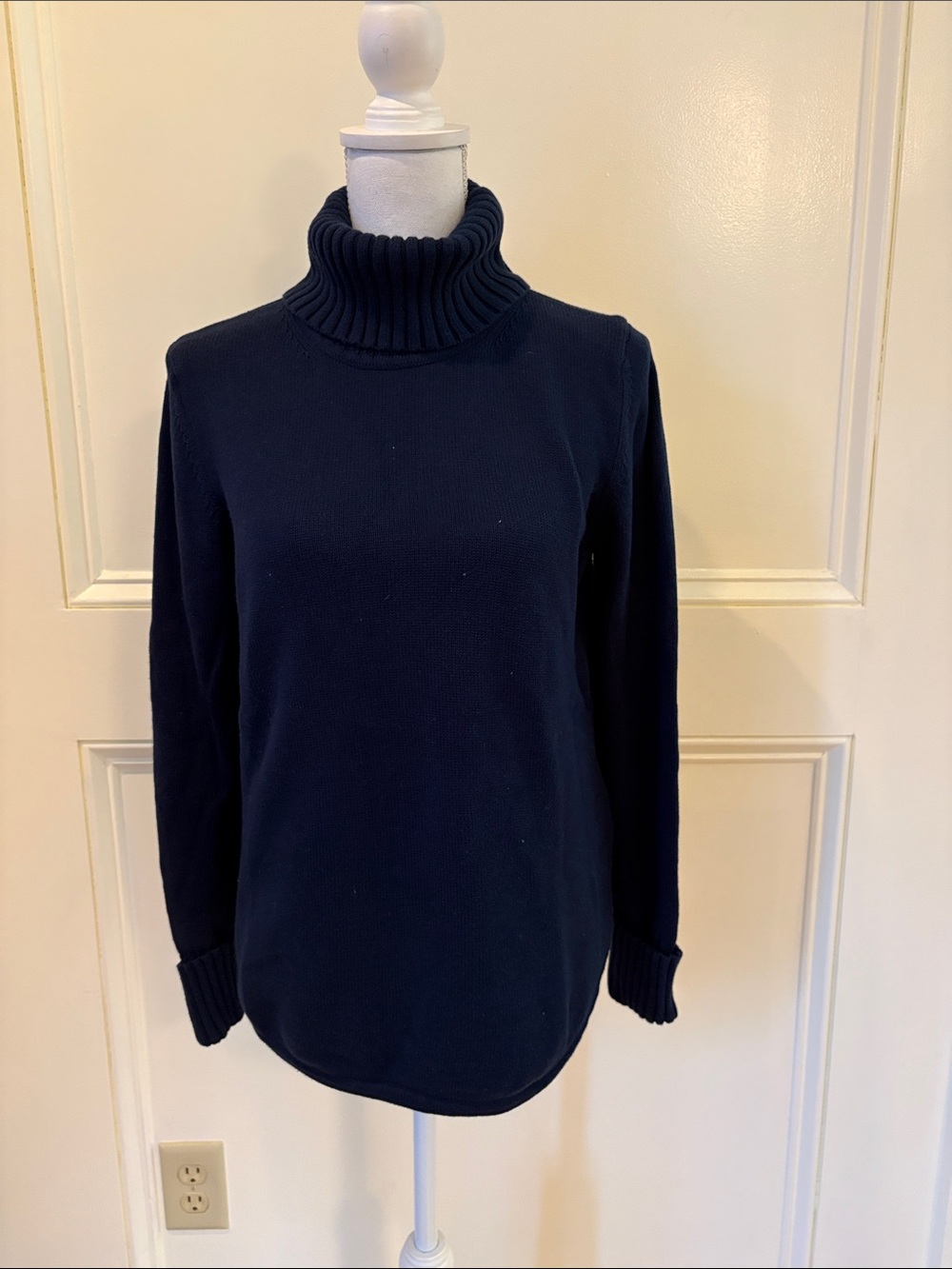 L.L. Bean Navy Chunky Ribbed Turtleneck Sweater
